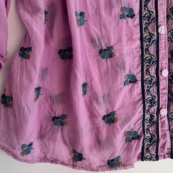 Johnny Was Medina Embroidered Blouse Lavender Herb 1X EUC #bohochic - Picture 8 of 9